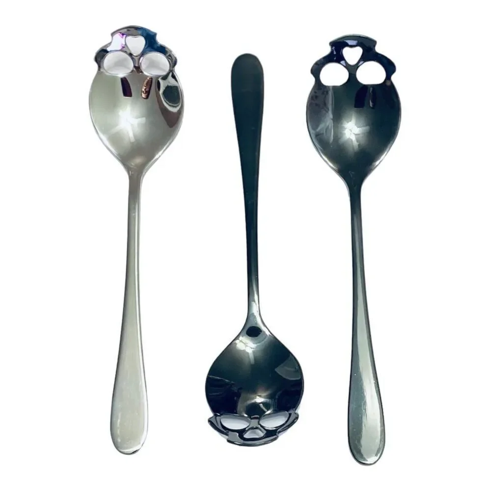 Stainless Steel Skulls Spoons Silverware Set 4 pcs NEW